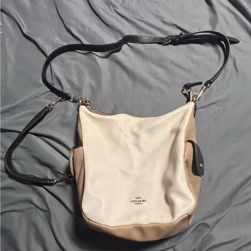 Coach Cream and Tan Crossbody Bag
